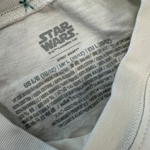 Vintage Y2k Disney Spirit Jersey Youth Baby Yoda Large 10/12 Longsleeve White - Picture 3 of 5